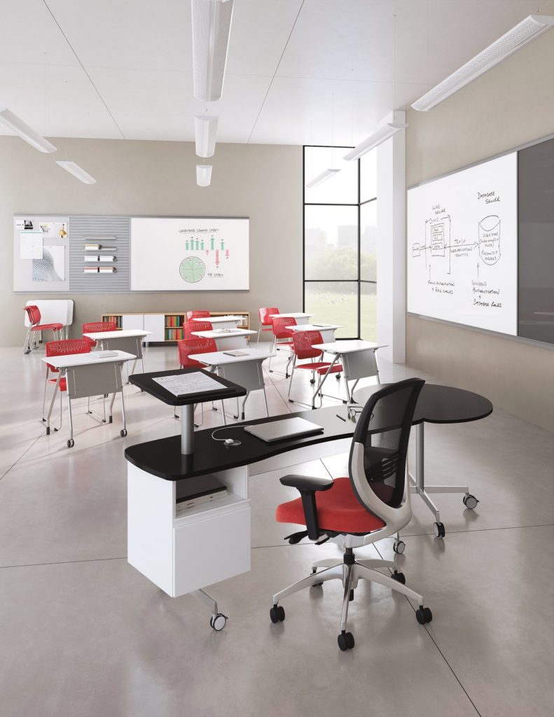 A classroom with a modern spacious look