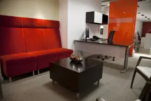 Corporate Reception Area in Red and Cream colors