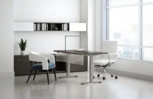 White and Wood Individual Office Space
