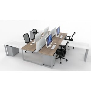 Corporate desking system with chairs at the workplace