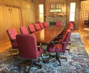 Conference Room Table and Pink Chairs