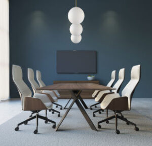 Conference table and chairs in a office room