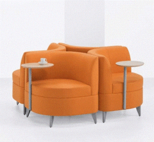 Orange and Silver Seating with Personal Table